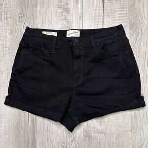 Universal Thread Black Stretch Denim Shorts WMNS 10R High Rise Midi Cuffed Hem